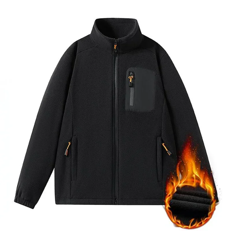 

New Men's Casual Stand-Collar Polar Fleece Jacket Autumn Winter Fashion Warm Sports Outerwear Multiple Colors Full Zip Coat