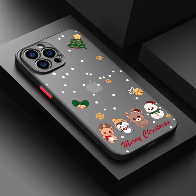 Чехол для телефона с рисунком снеговика и лося, рождественской елки для iPhone 14 15 16 17 Pro, чехол для iPhone 17 Air 11 13 Pro Max 12 16e Plus Funda