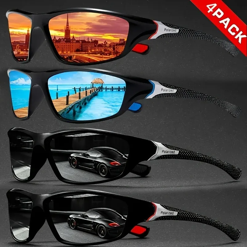 4pcs Surround Style Personalized Futuristic Trendy Sunglasses Suitable for Both Men and Women for Vacation Driving