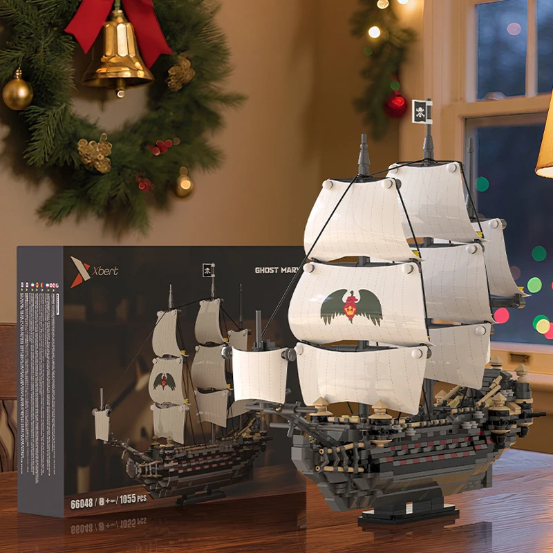 

1055pcs MOC Creativity Mary Pirate Ship Building Blocks Model Boat Bricks Assembling DIY Toys for Children Birthday Gift Set