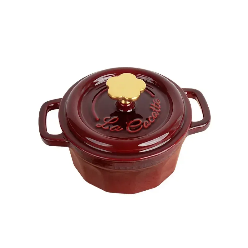 Fashionable Enamel Pot Double Handles Cast Iron Cookware Multifunction Cook Utensils Cute Frying Wok Casserole Pot