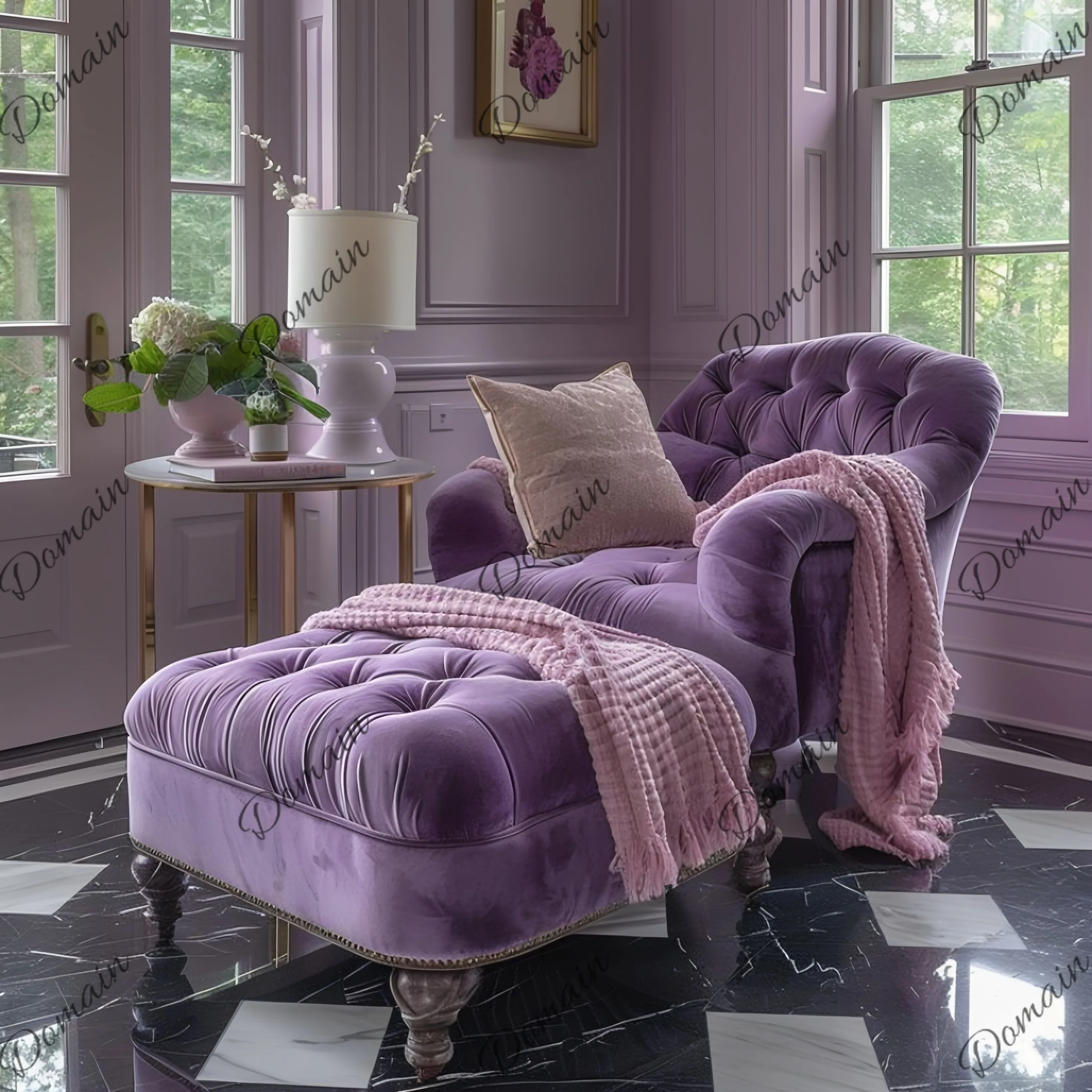 Vintage European Pink Velvet Single Sofa Chair Hotel Living Room Bedroom Leisure Chair Clothing Store