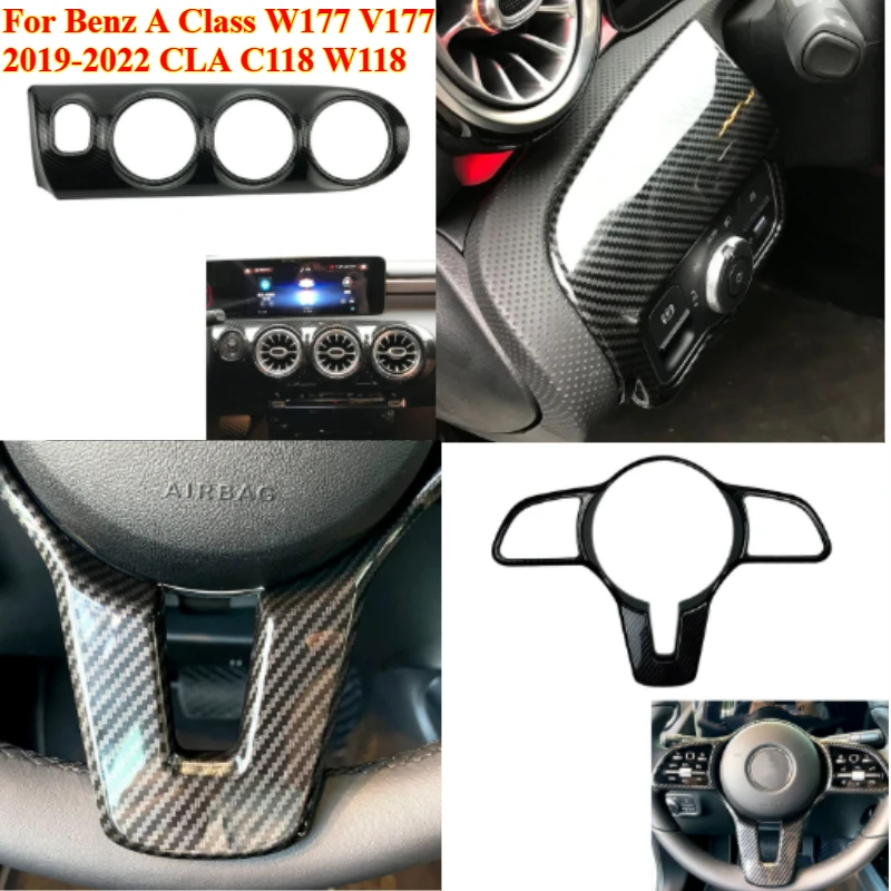 

1PCS Carbon Fiber Interior Center Console Control Panel Air Vent Cover Trim For Benz A Class W177 V177 2019-2022 CLA C118 W118