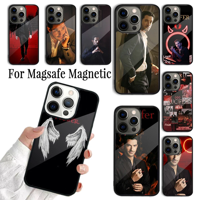 Coque Phone Case For iPhone 16 15 14 13 12 Mini 11 Pro Max Plus Magsafe Magnetic Wireless Charging Cover 80 Lucifer Tom Ellis