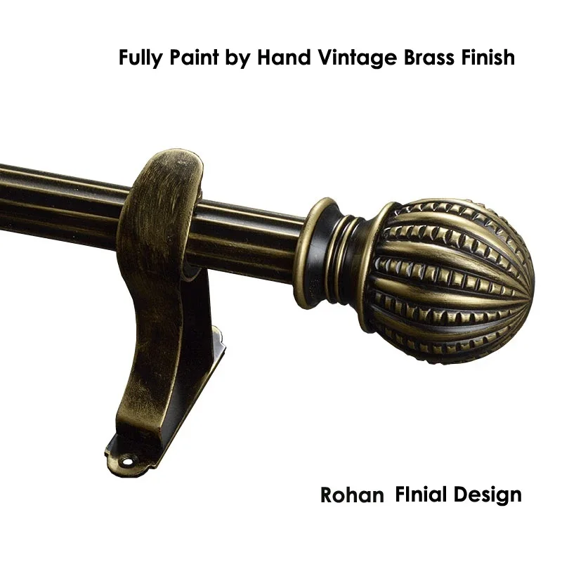 Sungshida Vintage Gold Rasha Finials, Fully Handpaint For 25-28mm Diameter Curtain Poles Drapery Rod Finials, Quality, 6Pack