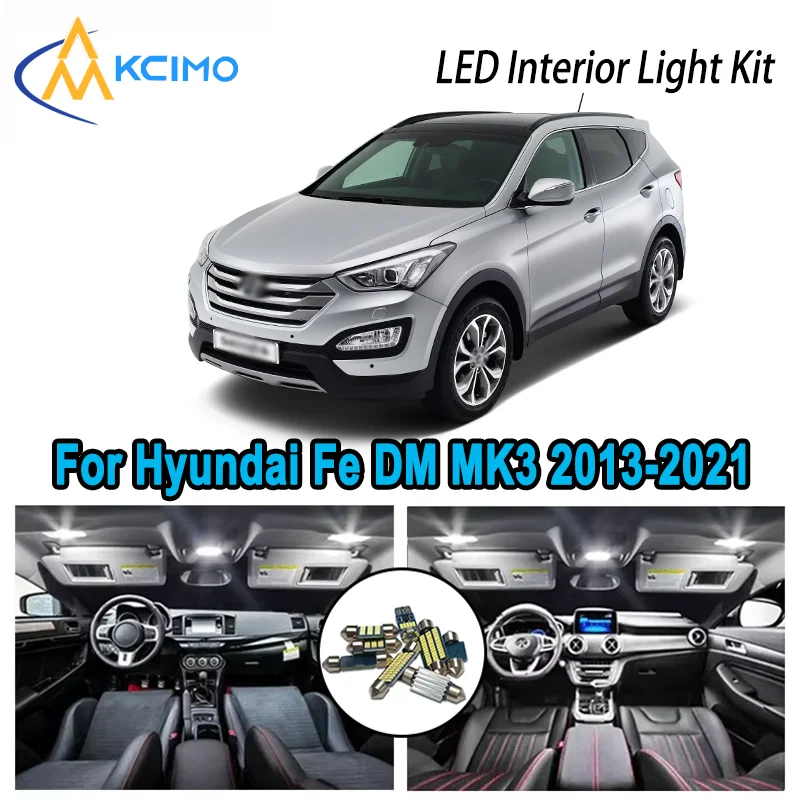 

For Hyundai Santafe Santa Fe DM MK3 2013-2021 Premium Bright LED Interior Dome Map Trunk Light Kit Car Led Lamps Canbus No Error