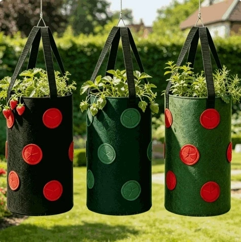 Hanging Grow Bags for Strawberries Tomatoes Hanging Planting Grow Bag Vertical Garden Strawberry Planter Pot Aeroponic Tower