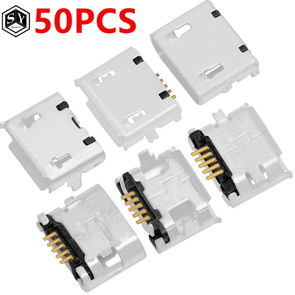 10pcs  Micro USB 5P,5-pin Micro USB Jack,5Pins Micro USB Connector Tail Charging socket mini USB