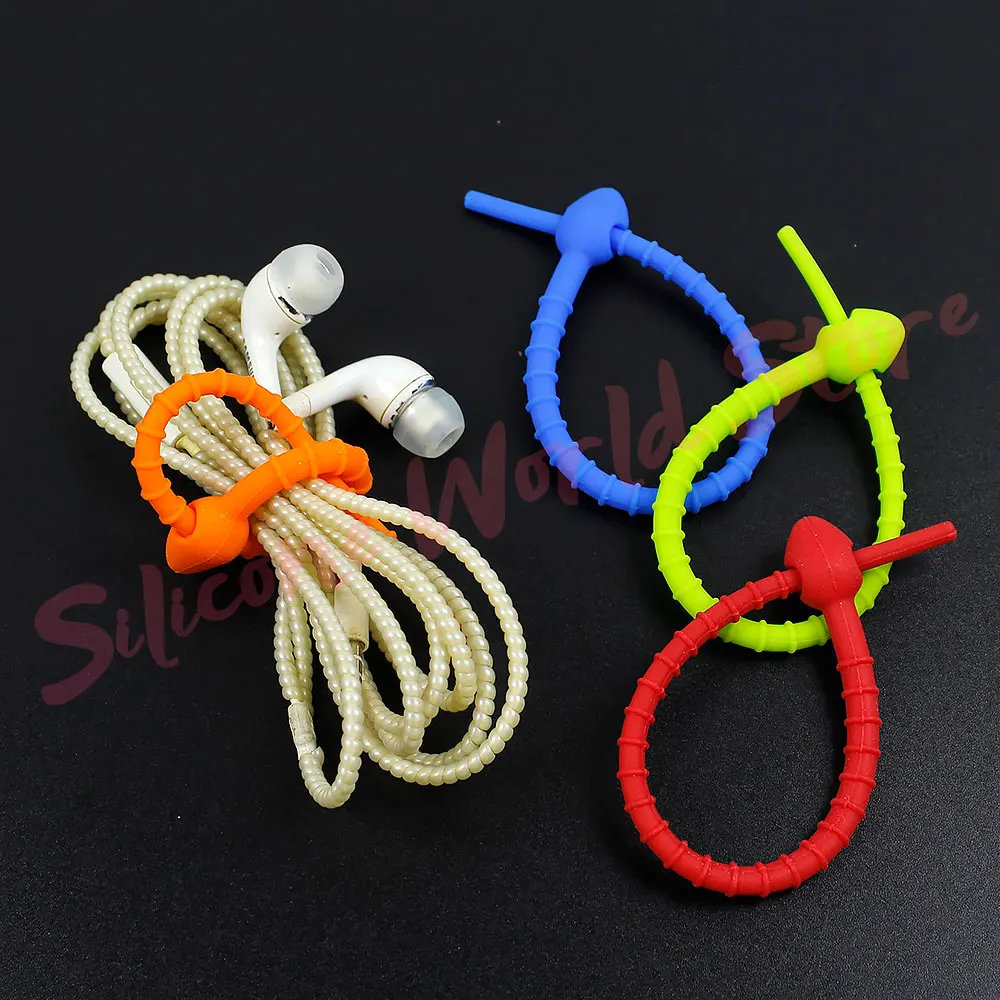 Silicone World Silicone Zip Ties Food Sealing Ties Silicone Cable Strap Wire Organizer Data Cable Clip Cable Tie Cord Winder