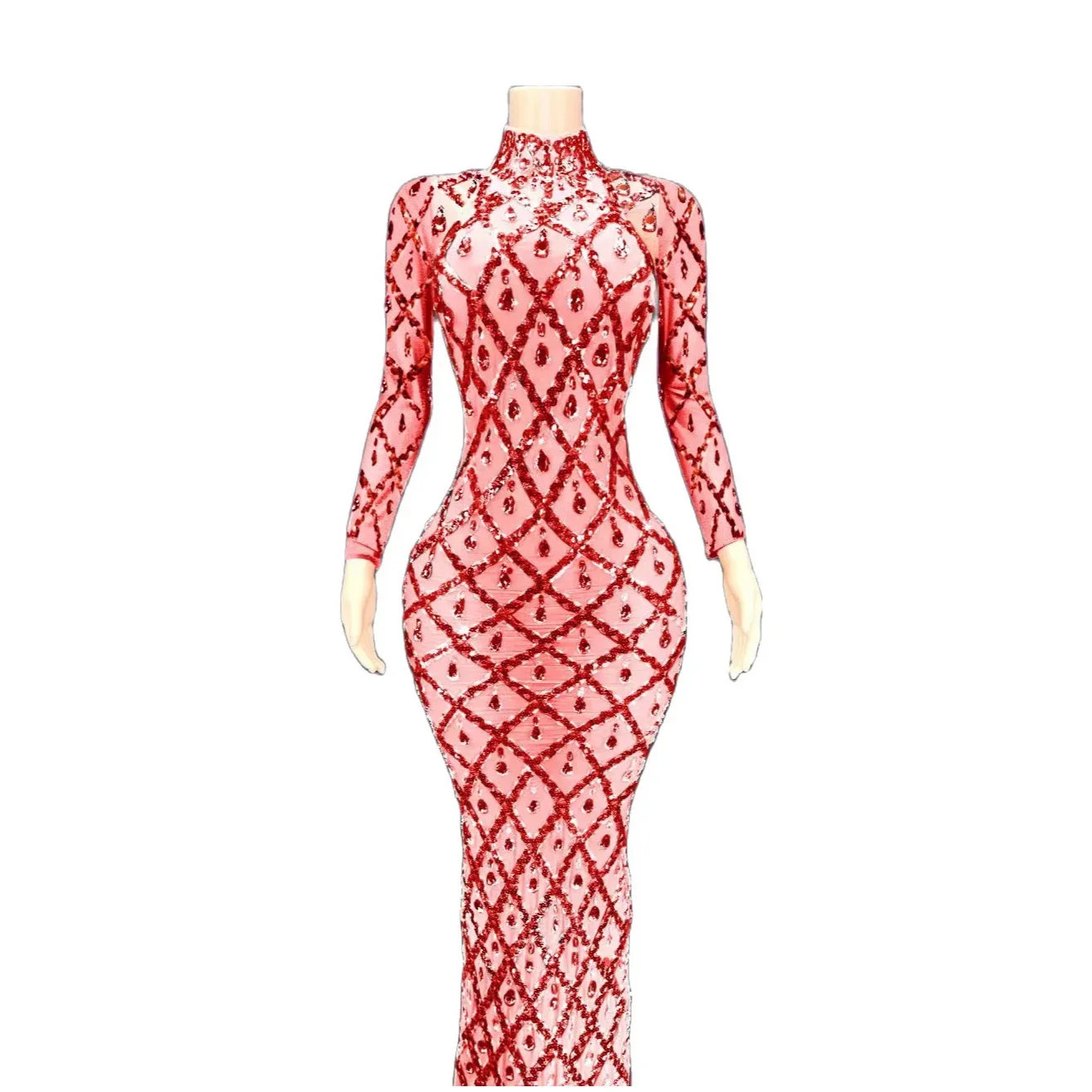 Wielobarwna, błyszcząca sukienka z długimi rękawami, zdobiona kryształkami, seksowna, dla kobiet, na wieczorne przyjęcia, stroje do tańca towarzyskiego.