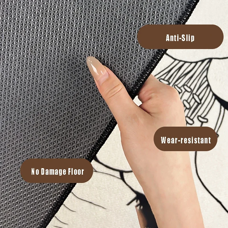 Modern Simple Beige Bedroom Study Carpet Line Design Computer Chair Rug Special Corrugated Pattern Dressing Table Non-slip Mat