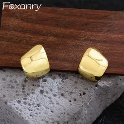 Foxanry Irregular Smooth Geometric Stud Earrings For Women Girls Creative Simple Exquisite Prevent Allergy Party Jewelry Gifts