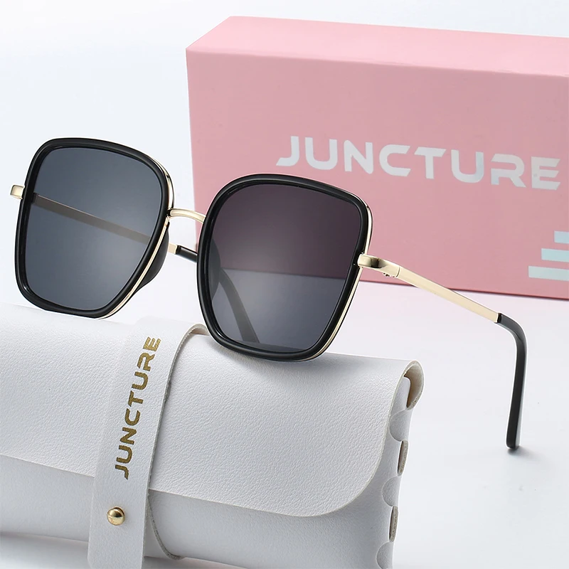 JUNCTURE نظارات شمسية مربعة أنيقة للنساء، نظارات شمسية بإطار كبير متدرج للسيدات، هدايا العطلات، نظارات شمسية للنساء