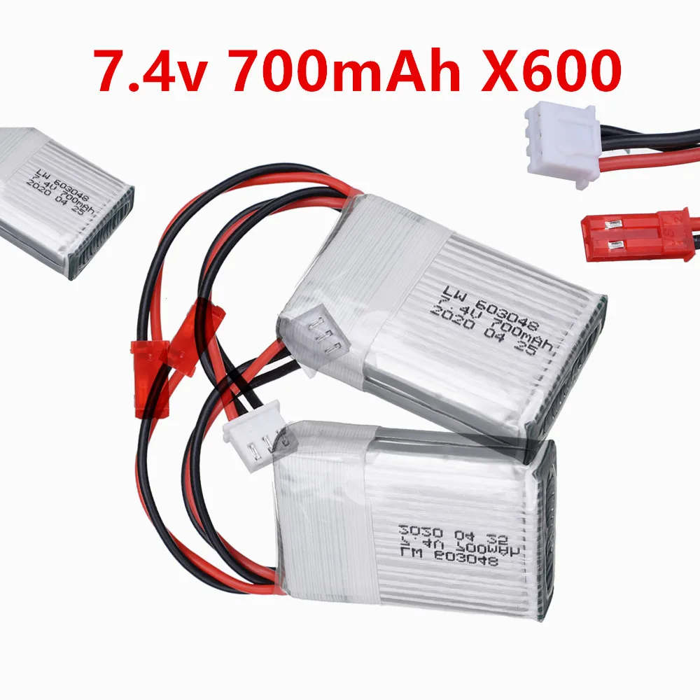 Lipo Battery 2S 7.4V 700mAh 603048 For MJXRC X600 RC Drone Spare Parts 2S 7.4 V Battery With JST Plug
