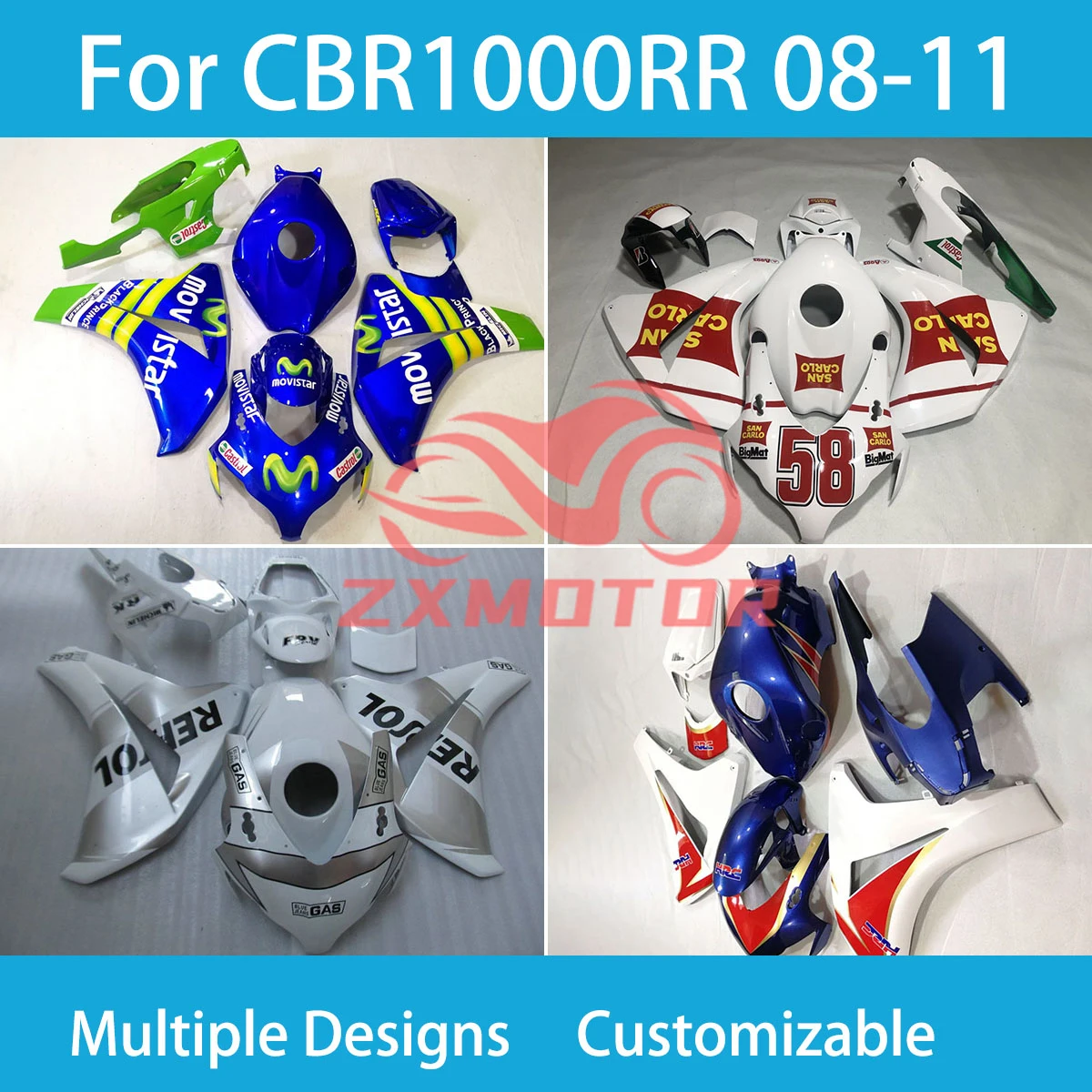 

Обтекатели на заказ для Honda CBR 1000 RR 08 09 10 11, CBR 1000RR 2008 2009 2010 2011