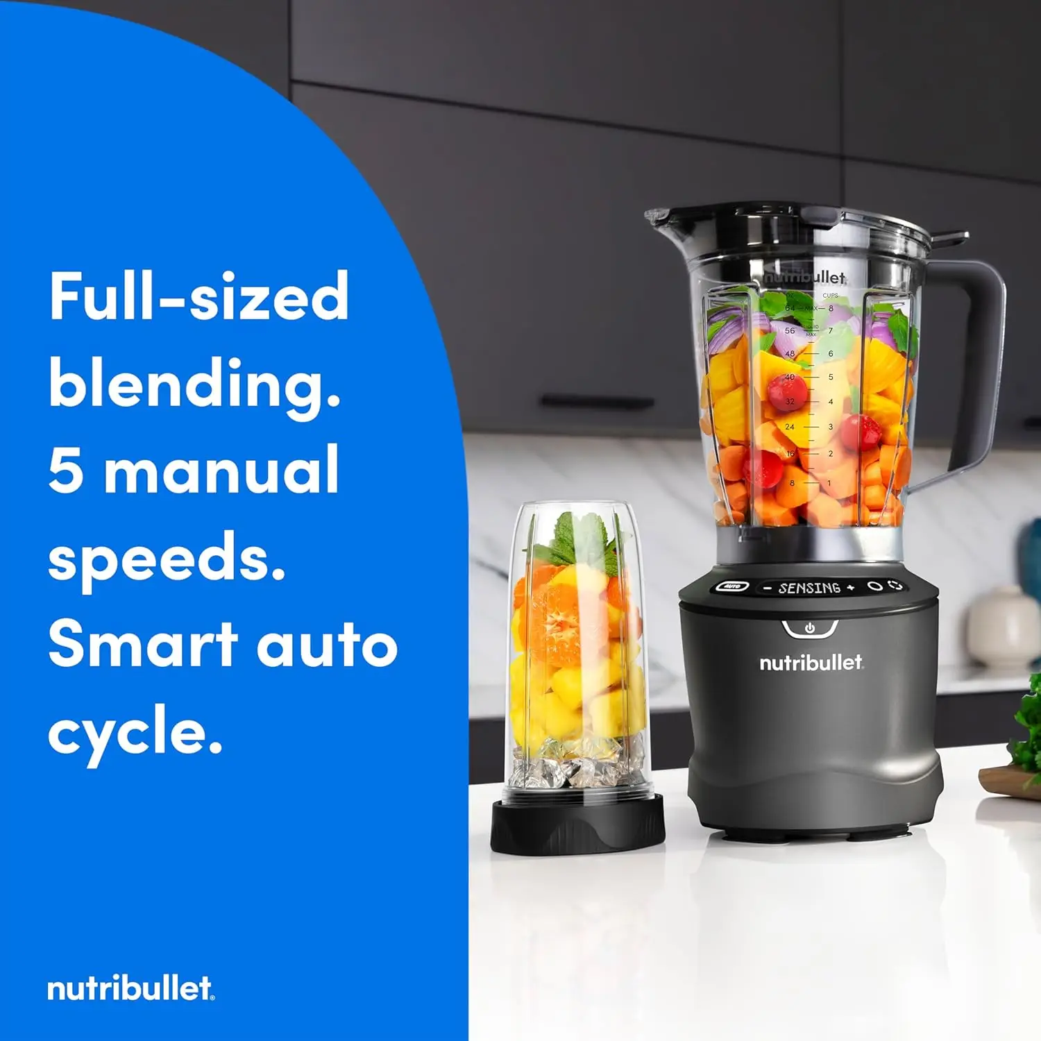 SmartSense Blender Combo, 5-speed blender, 1400 Watt Gunmetal Gray