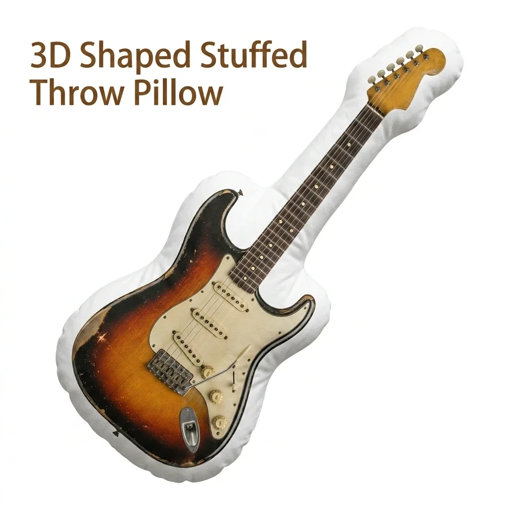 ElectricGuitar Guitar Music Musician Rock Vintage Instrument Plush Pillow Cushion Stuffed Throw Pillow Home Decor Gift Sofa