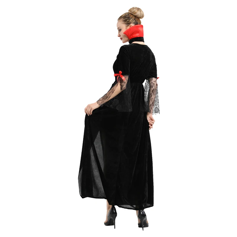 Halloween Medieval Witch Dress for Women Cosplay Vampire Carnival Party Performance Clothing