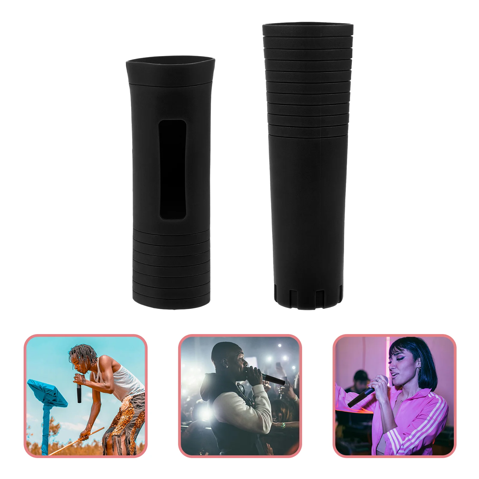 2 Pcs Lids -slip Microphone Cover Handle Sleeve Black Cordless Handheld