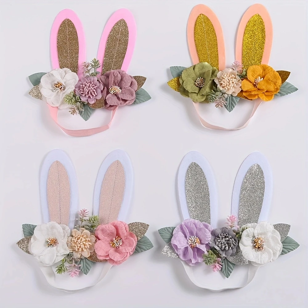 

Baby Accessories For Newborn Toddler Kids Baby Girl Boy Headband Nylon Hairband Exquisite Artificial Flower Rabbit Ears Headwear