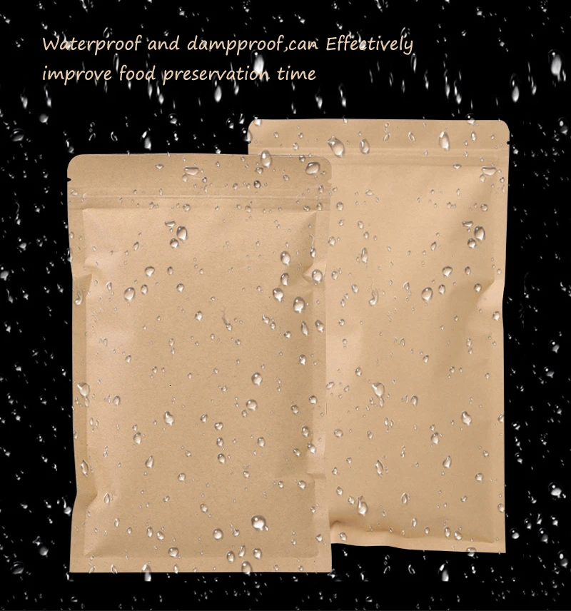 Kraftpapier mit flachem Boden, Aluminiumfolie im Inneren, Reißverschluss, Heißsiegel-Verpackungsbeutel, Lebensmittel, Kaffeebohnen, Snacks, Geschenkverpackungsbeutel – Detail 11
