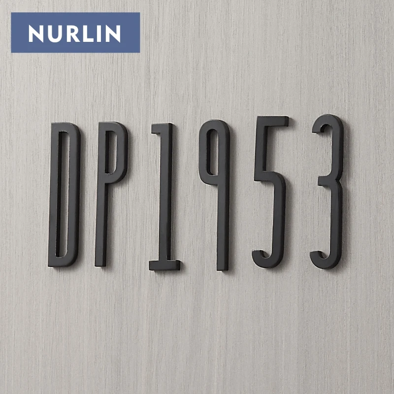 Nurlin 70 mm Messing-Hausnummernschilder, Wohnung, Adresse, Briefkasten, Buchstaben mit Klebeband, 0–9, A-Z, schwarzer Buchstabe