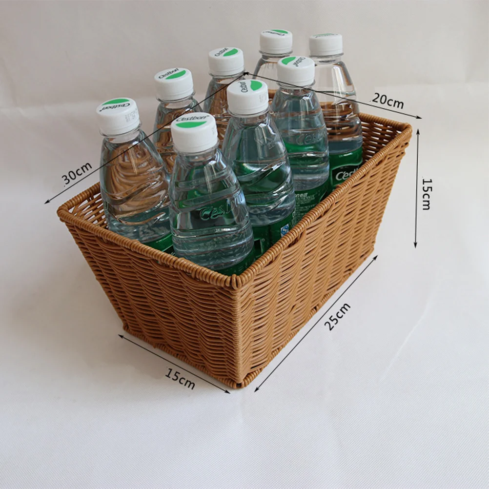 

1Pcs Woven Rattan Plastic Basket Strong Carry Capacity Fruit Vegetable Snack Storage for Home Store Decoration