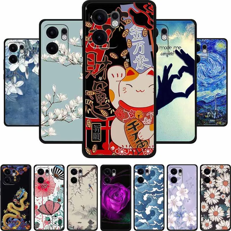 حافظة مزخرفة ثلاثية الأبعاد لهاتف OPPO Reno 14 5G حافظة هاتف Reno14 Coque زهرة مقاومة للصدمات من السيليكون غطاء خلفي ناعم لهاتف OPPO Reno 13F 14F #1