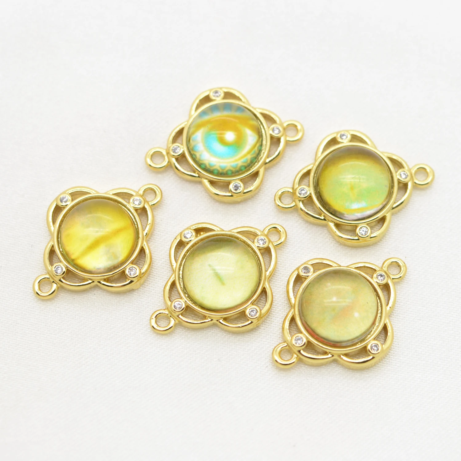 

New Design Round Luck Eye Connector Gold Color Brass Clasp DIY Bracelet Necklace Components Supplies Connection Fastener