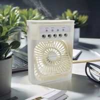 Mini USB Water Mist Fan Portable Air Cooler Humidifier 3 in 1 Air Conditioning Fan 7-Color LED Night Light Office Home Fan