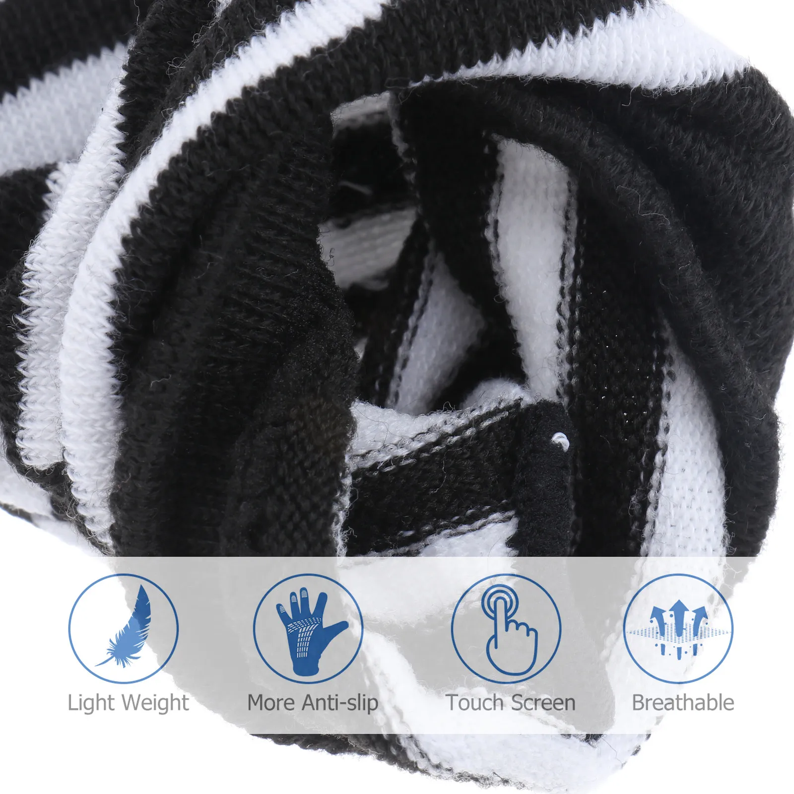 Pair of Black White Fingerless Arm Warmers Long Stretchable Cozy Gloves Winter Warmer Driving Texting Outdoor Use