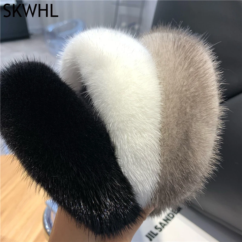 2024 Hot Sale New Women\'s Luxury Winter 100% Mink Fur Headband High Quality Real Fur Hair Band Lady Fashion Hair Hoop