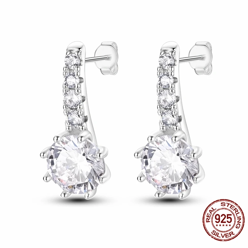 

High-quality S925 sterling silver earrings, women's cubic zirconia earrings, anniversary and wedding jewelry gifts.