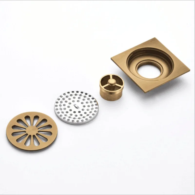 Four Sided Antique Bronze Square Floor Drain, Bathroom Floor, Washing Machine, Anti Odor Antique Floor Drain