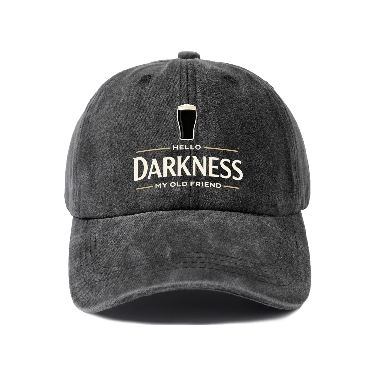 Hello Darkness My Old Friend Beer Graphic Vintage Washed Baseball Cap, Adjustable Unisex Dad Hat, Casual Gift