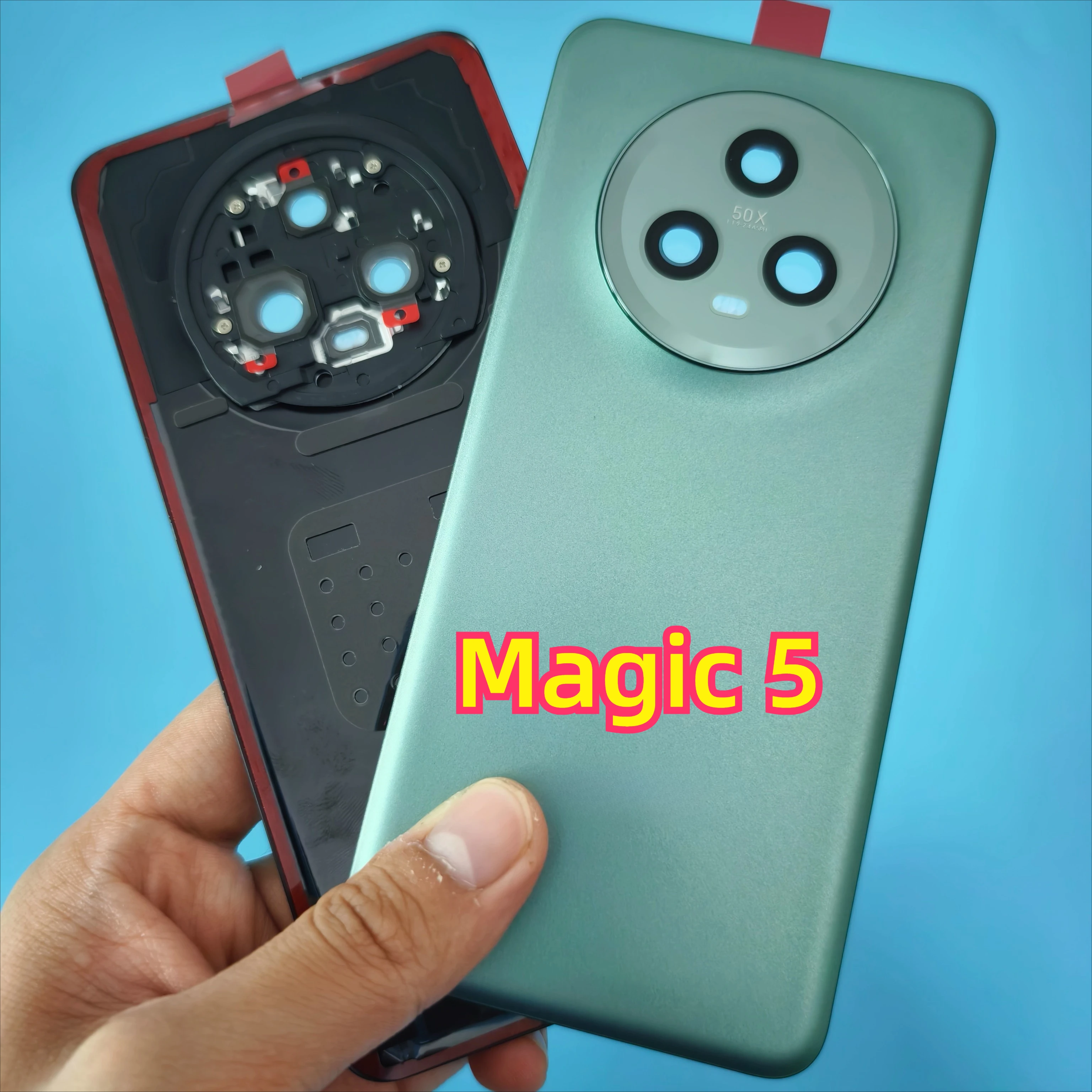For Honor Magic 5 Glass Battery Cover Rear Door Panel Housing Case With Camera Lens Repair Parts