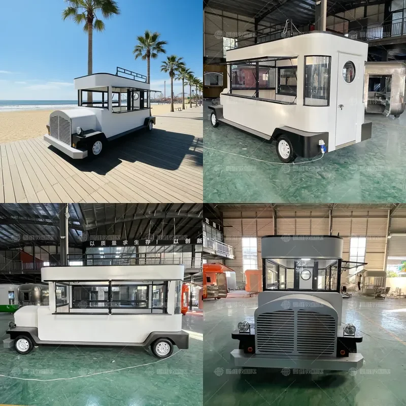 for Vintage Food Truck Fully Equipped Mobile Kitchen Moving Restaurant Burger Ice Cream Trailer Affordable Commercial Grade