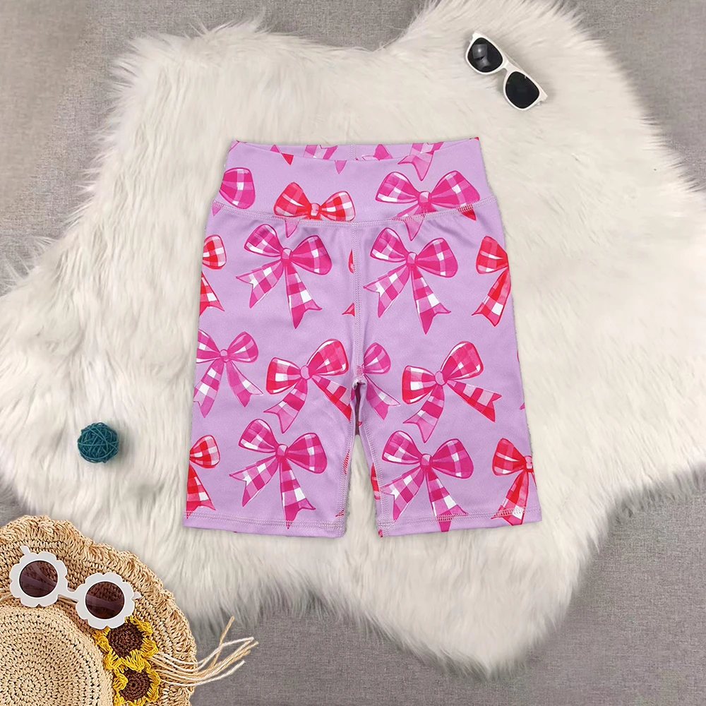 

Baby Girls Pink Plaid Bows Yoga Biking Shorts Bottoms