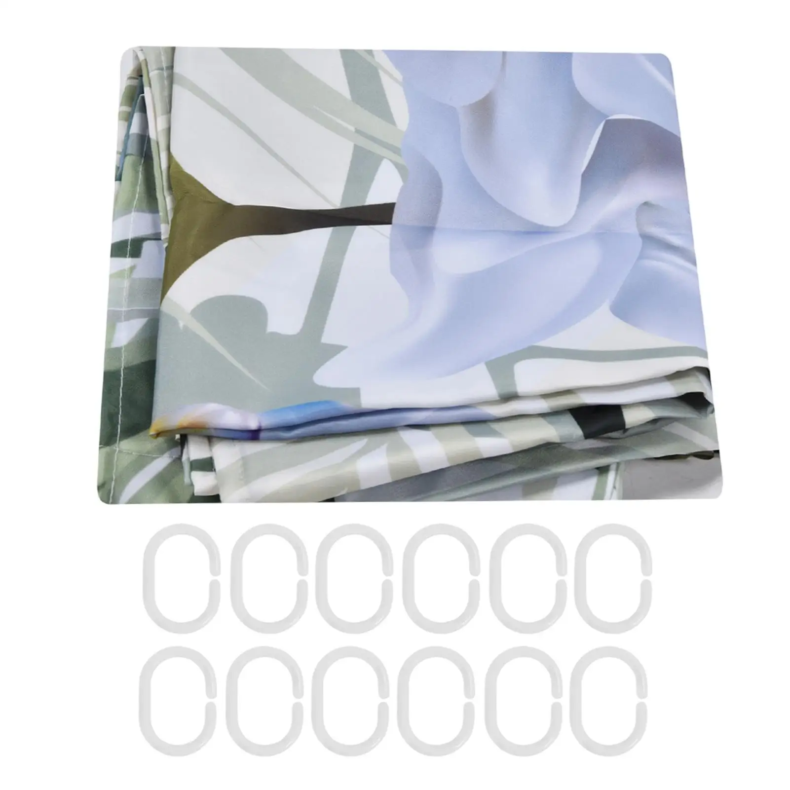 

Водонепроницаемая занавеска для душа из полиэстера с цветочным узором и крючками - IP65 Декор для ванной комнаты