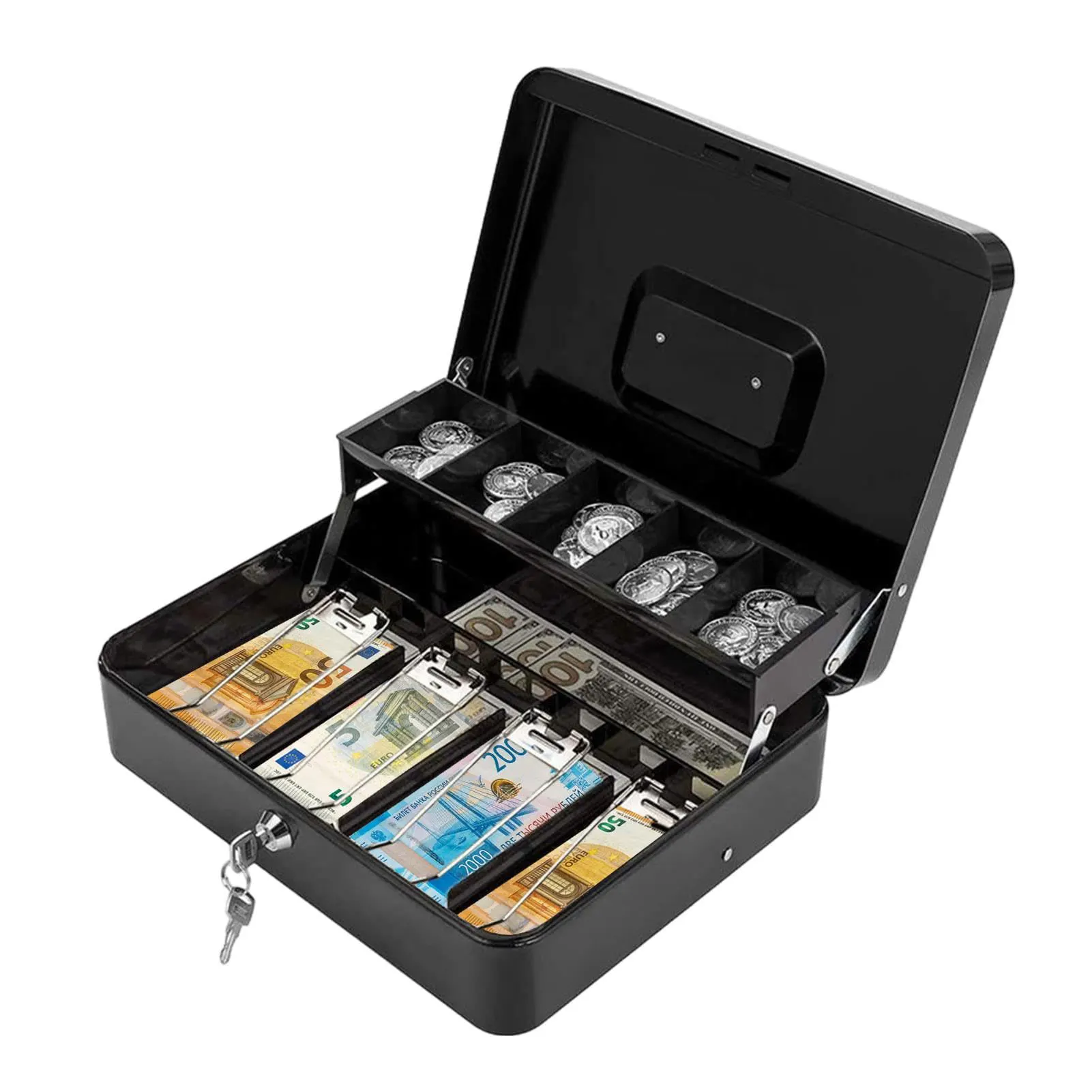 1PC Small Portable Metal Cash Register with Key Lock Portable Cash Box Suitable for Convenience Store Retail Store