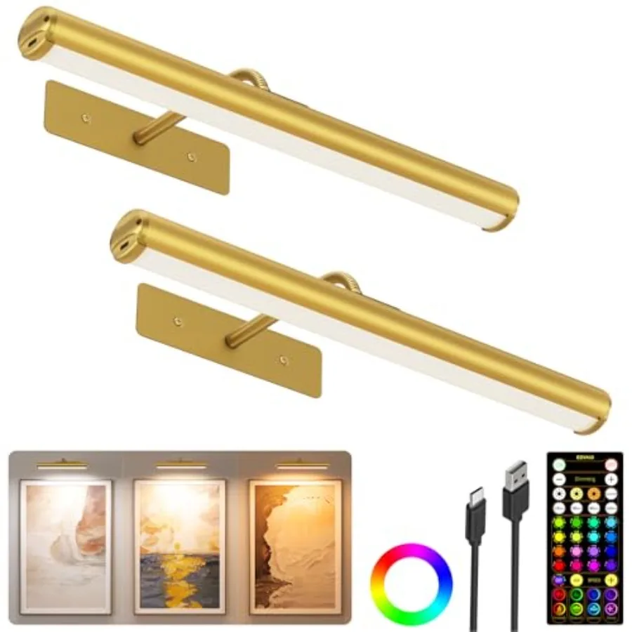 

in Picture Light for Wall 4000mAh Rechargeable Art Light with Remote RGB and Color Temps Battery Operated Wall Light for Paint