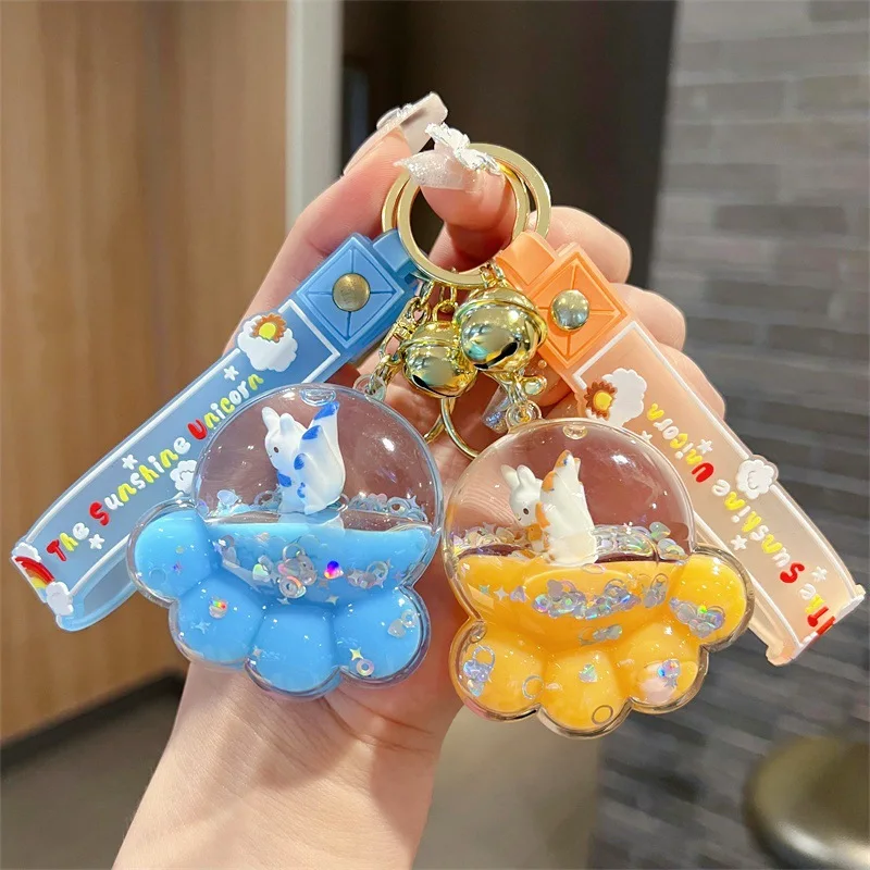 Oil-dipped bear paw, nine fox tails, fox sand bottle keychain Cute cat paw fox drift bottle keychain Small gift wholesale