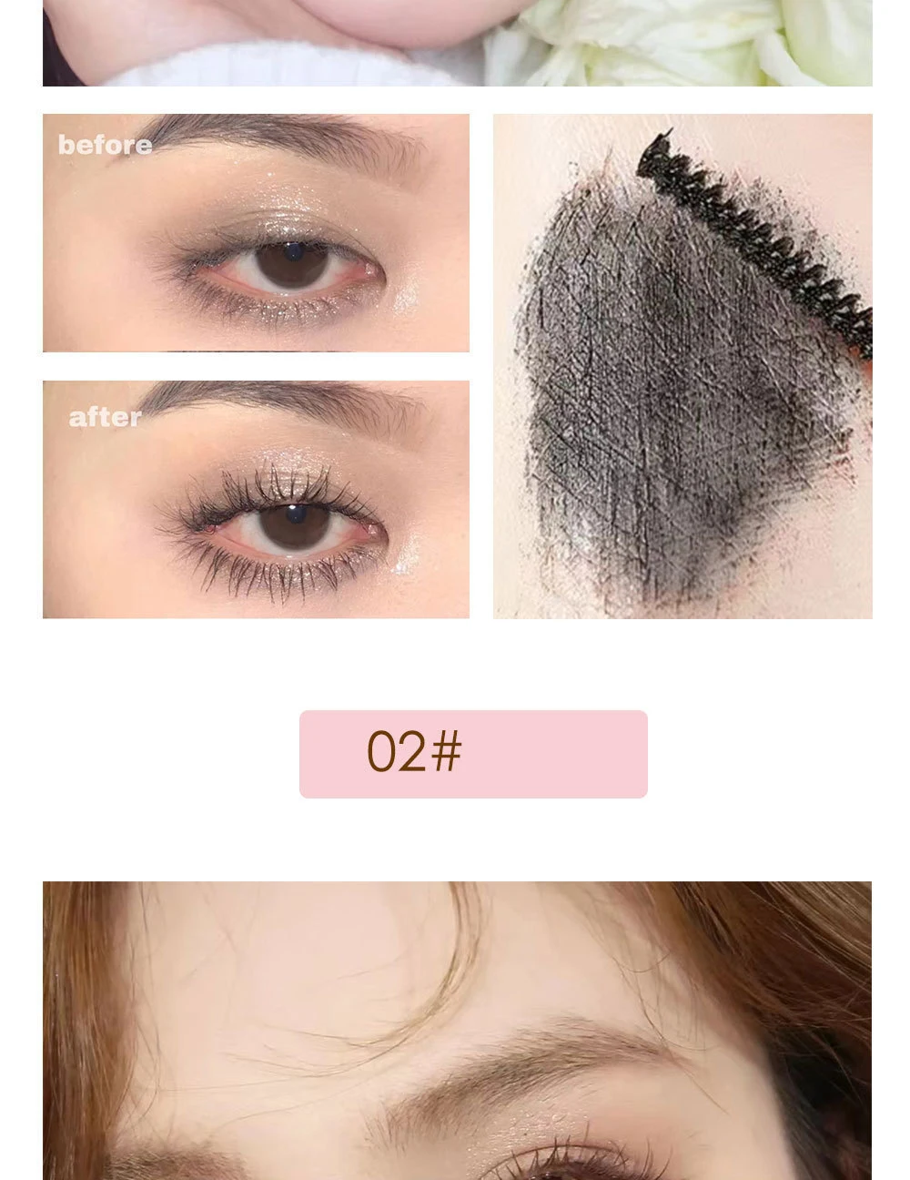 Ultra-Fine Brush Mascara Makeup Silk Fiber Lengthens Eyelashes Waterproof Fast Dry Matte Brown Black Curling Mascara Comestics