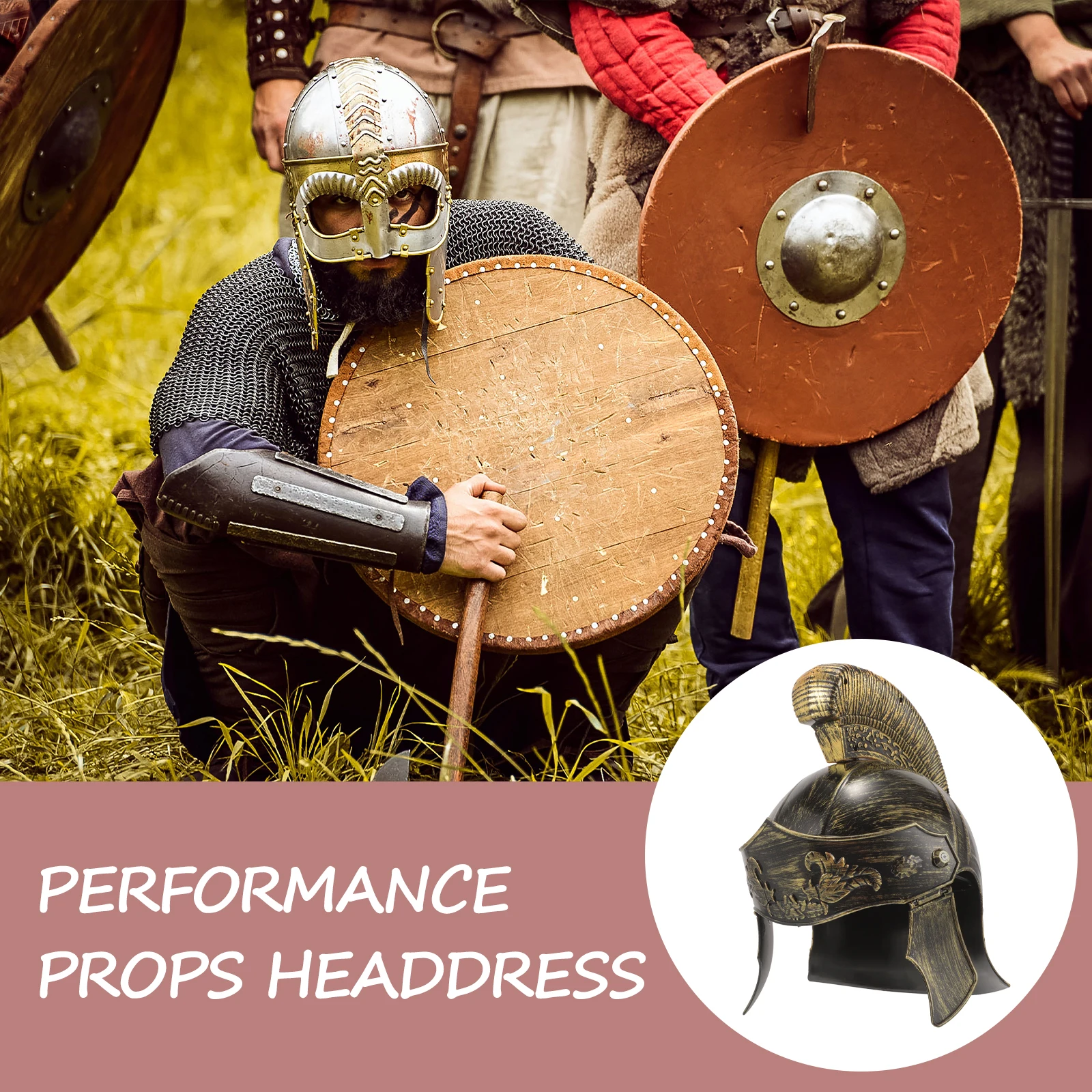 

Hats for Men Golden Samurai Medieval Headpiece Cosplay Costumes Roman Soldier Pu Fighter Headgear Soldiers Prop Child