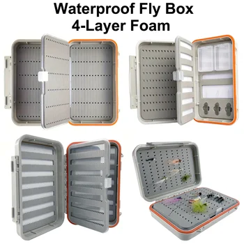 Waterproof Fly Box with 4-Layer Foam Portable ABS Lightweight Fly Fishing Storage Case 2