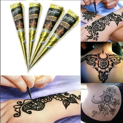 Organische Indische Henna Schwarz Tattoo Mode Natürliche Körper Kunst Salbe Mehndi Paste Kegel Farbige Aufkleber Farbe