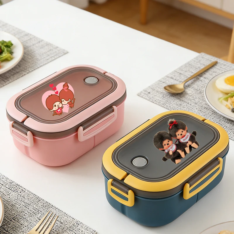 

Monchhichi Boy Girl Lunch Box Cartoon Cute Bento Box Insulated Boxes Student Large Capacity Rice Boxes Children Picnic Tableware