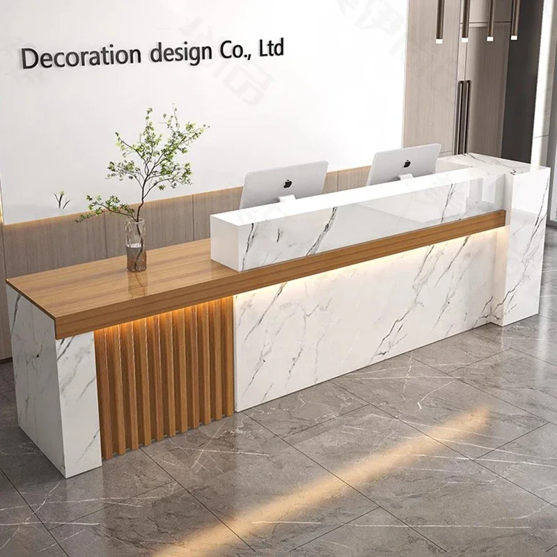 

Luxury Design Reception Desks Extra Large Storage Capacity Simple Counter Front Desk Beauty Salon Toonbank Winkel Furniture