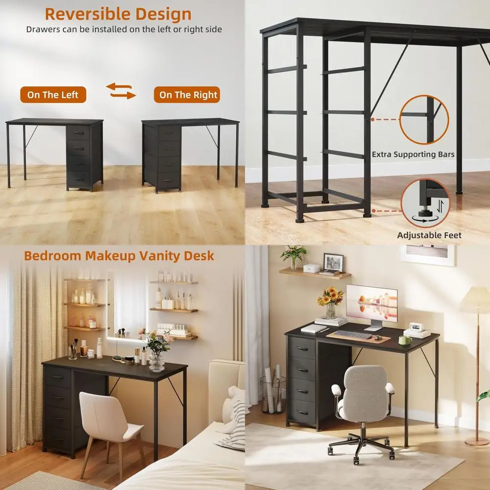 

Компактный черный стол 39 с 4 ящиками для домашнего офиса, учебы и небольших помещений