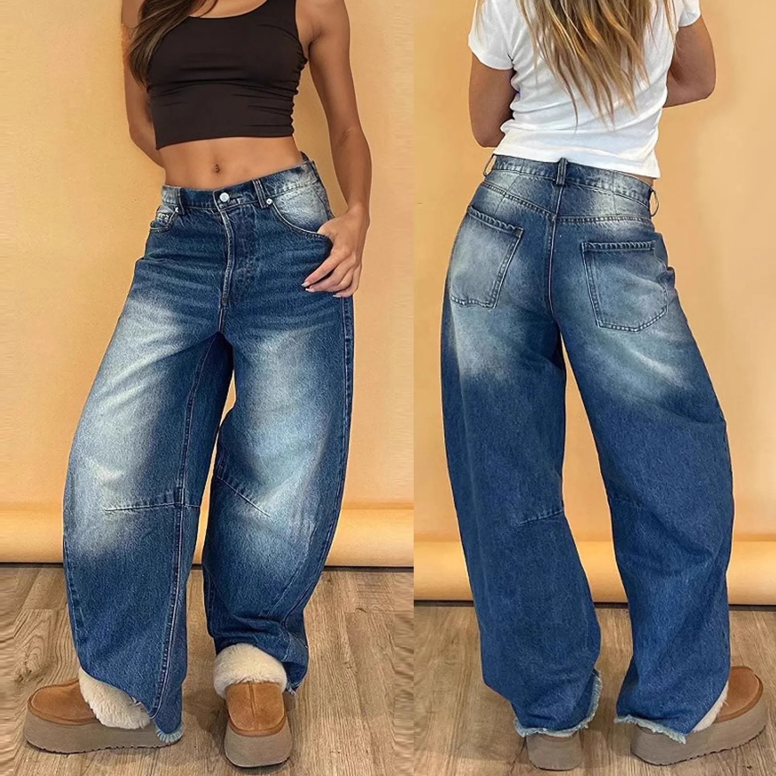 Женские мешковатые джинсы в стиле хип-хоп Machete, широкие джинсы со средней и низкой талией, свободные винтажные повседневные универсальные джинсовые брюки-бойфренды в уличном стиле